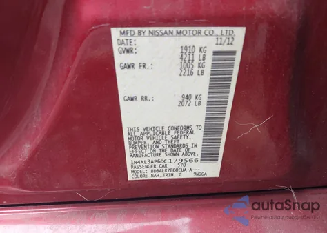 2013 Nissan Altima 2.5 S z USA, uszkodzony, nr VIN 1N4AL3AP6DC179566